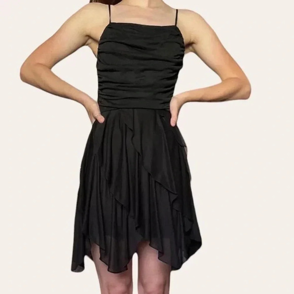 New Leaf by Samir 70s vintage draped chiffon grunge dark fairy mini dress (XS) - Picture 2 of 8